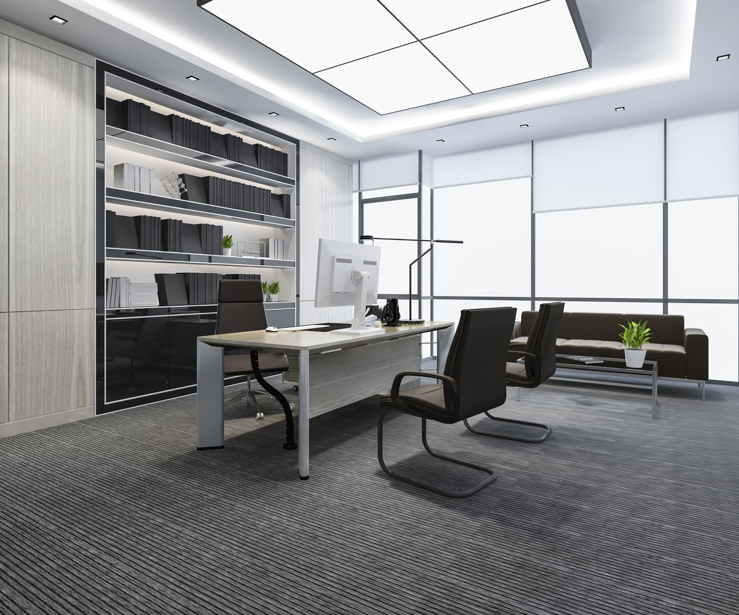 3d rendering luxury business meeting and working room in executive office
